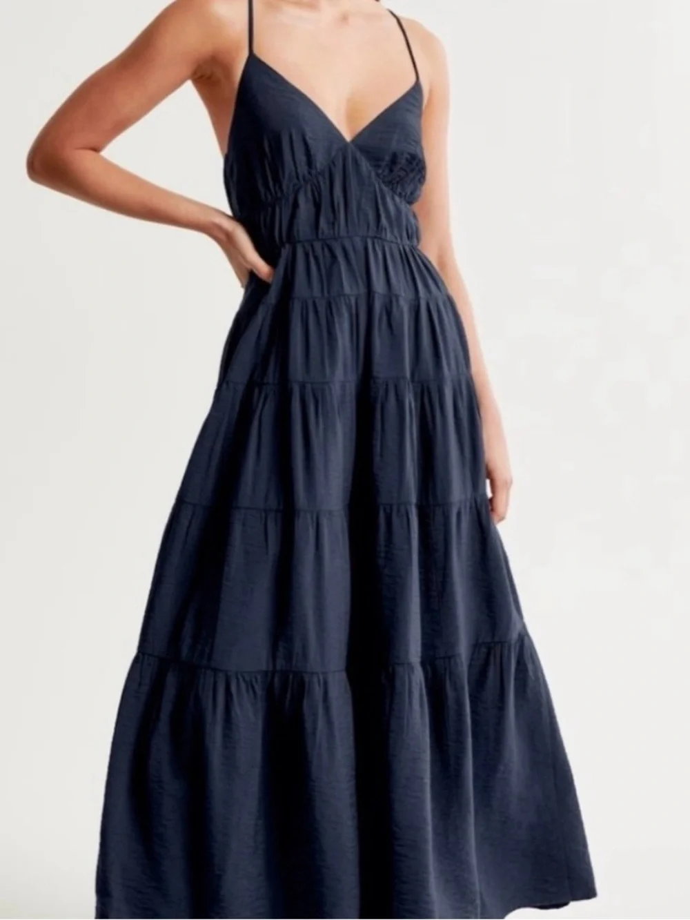 Abercrombie & Fitch Navy Blue Tiered Maxi Dress